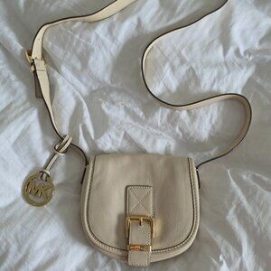 Michael Kors Small Cream Leather Crossbody Shoulder Bag gold beige off white